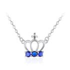 Fashion Elegant Crown Necklace With Blue Austrian Element Crystal Silver - One Size