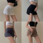 High Waist Slit Mini Pencil Skort