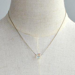 925 Sterling Silver Cubic Crystal Pendant Necklace Silver - One Size