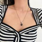 Heart Pendant Stainless Steel Necklace Type A - Silver & Black - One Size