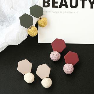 Matte Hexagon & Woven Ball Dangle Earring