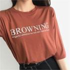 Browning Lettering Elbow-sleeve T-shirt