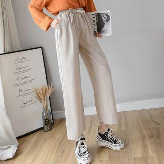 Cropped Wide-leg Drawstring Pants