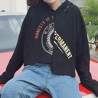 Lettering Loose-fit Cropped Hoodie