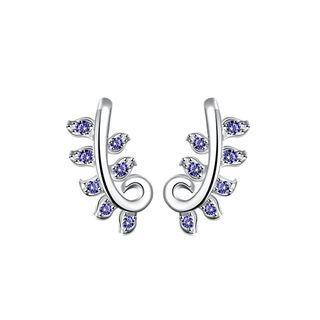 Fashion Personality Pattern Earrings With Purple Cubic Zircon Silver - One Size