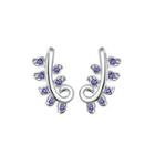 Fashion Personality Pattern Earrings With Purple Cubic Zircon Silver - One Size