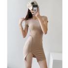 Side-slit Bodycon Mini Dress In 5 Colors