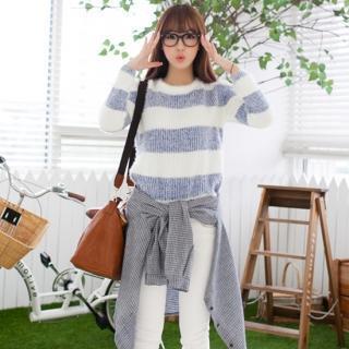 Stripe Furry-knit Sweater