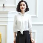 3/4-sleeve Chiffon Top / A-line Skirt