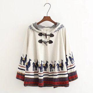 Patterned Toggle Hooded Cape
