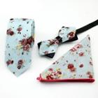 Set Of 3: Printed Neck Tie + Bow Tie + Pocket Square Mz-08 - One Size