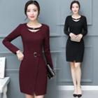 Long-sleeve Wrapped Bodycon Mini Dress