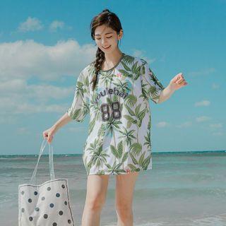 Set: Swim Top + Bottom + Floral Cover Up