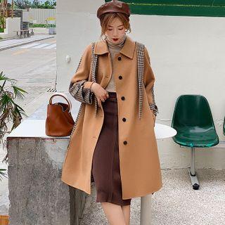 Houndstooth Panel Button-up Coat