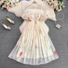 Cold Shoulder Floral Print Corset Dress