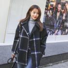 Snap-button Plaid Pea Coat