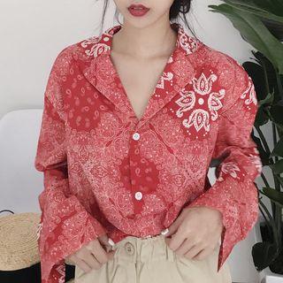 Floral Print Notch Lapel Chiffon Shirt