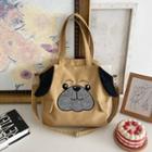 Cartoon Dog Embroidered Crossbody Tote Bag Dog - Brown - One Size