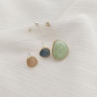 Set Of 6: Stud Earring (various Designs) Set Of 6 - Gold - One Size