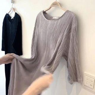 3/4-sleeve Striped Long Dress
