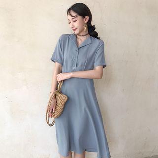 Short Sleeve Collared Chiffon Dress