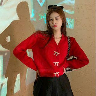 Bow Detail Cropped Cardigan