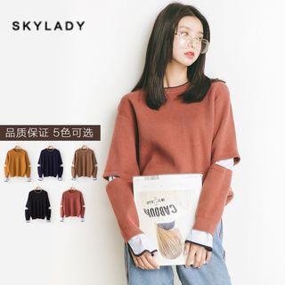 Mock Two-piece Cutout Elbow Sweater