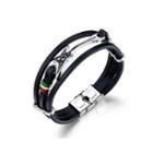 Fashion Personality Guitar Musical Instrument 316l Stainless Steel Multi-layer Leather Bracelet Silver - One Size