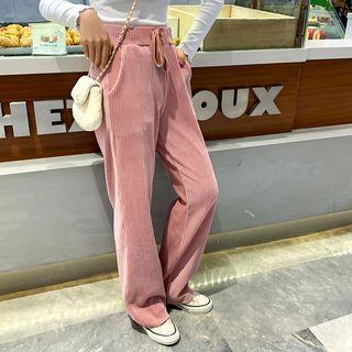 Velvet Wide-leg Pants Pink - One Size
