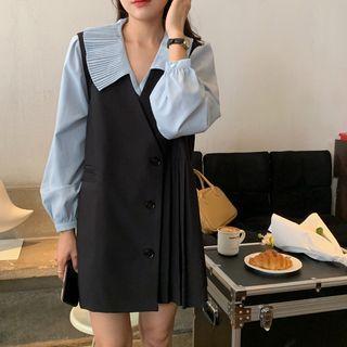 Puff-sleeve Asymmetrical Blouse / Overall Dress