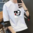 Mock Two-piece Print 3/4-sleeve T-shirt