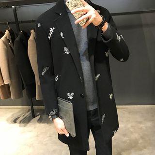 Embroidery Lapel Button Coat