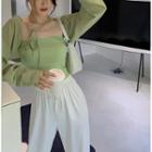 Set: Tie-front Light Cropped Jacket + Tube Top