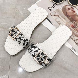 Faux Pearl Buckle Slide Sandals