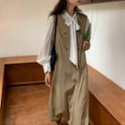 Sleeveless Button-up Dress Khaki - One Size