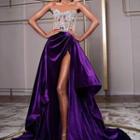Strapless Rhinestone Embellished A-line Gown