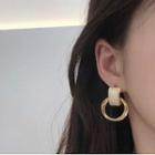 Cat Eye Stone Alloy Layered Hoop Dangle Earring 1 Pair - As Shown In Figure - One Size
