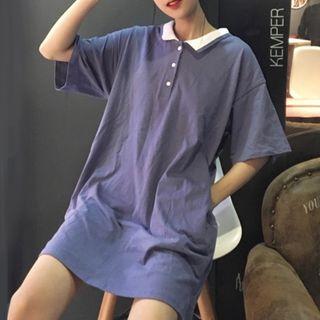 Short-sleeve Plain Polo Dress