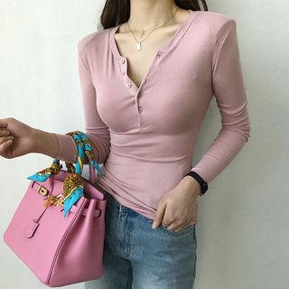 Padded Shoulder Slim-fit Henley