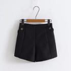 Tie-waist Woolen Plain Shorts