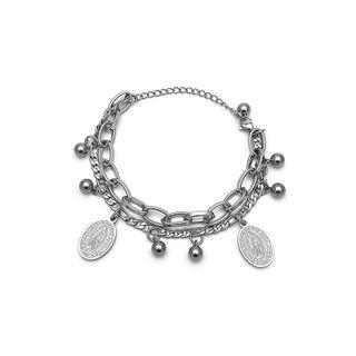 Embossed Disc Layered Stainless Steel Bracelet