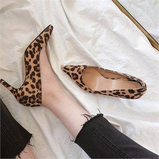 Faux-suede Leopard Pumps