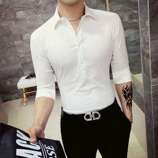 Long-sleeve Plain Polo Shirt
