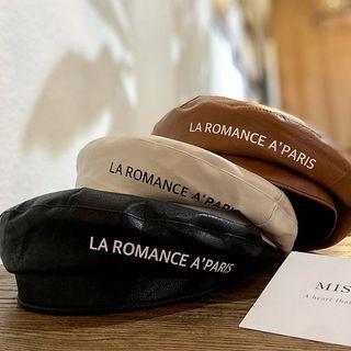 Printed Faux-leather Beret