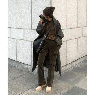 Cargo-pocket Boot-cut Corduroy Pants