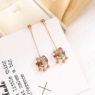 Stainless Steel Lock Dangle Earring 1 Pair - As Shown In Figure - One Size