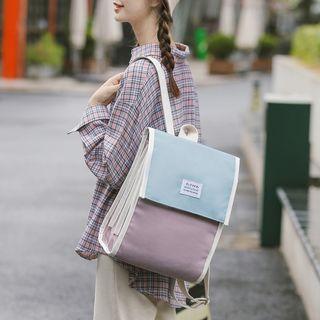 Square Color Block Canvas Backpack