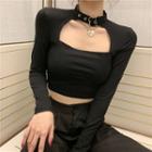 Cutout Front Belted Cropped Top