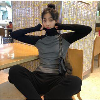 Turtleneck Long-sleeve Raglan T-shirt As Shown In Figure - One Size
