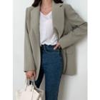 Notch-lapel Single-breasted Blazer Olive Green - One Size